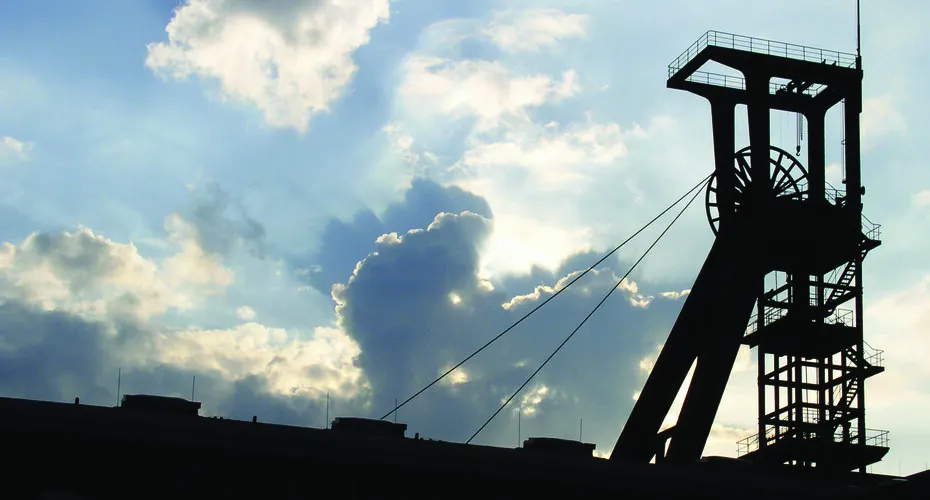 A mine shaft headframe