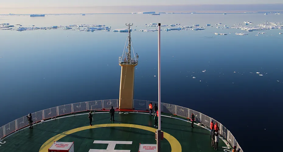 Research cruise ship in the Antarctic